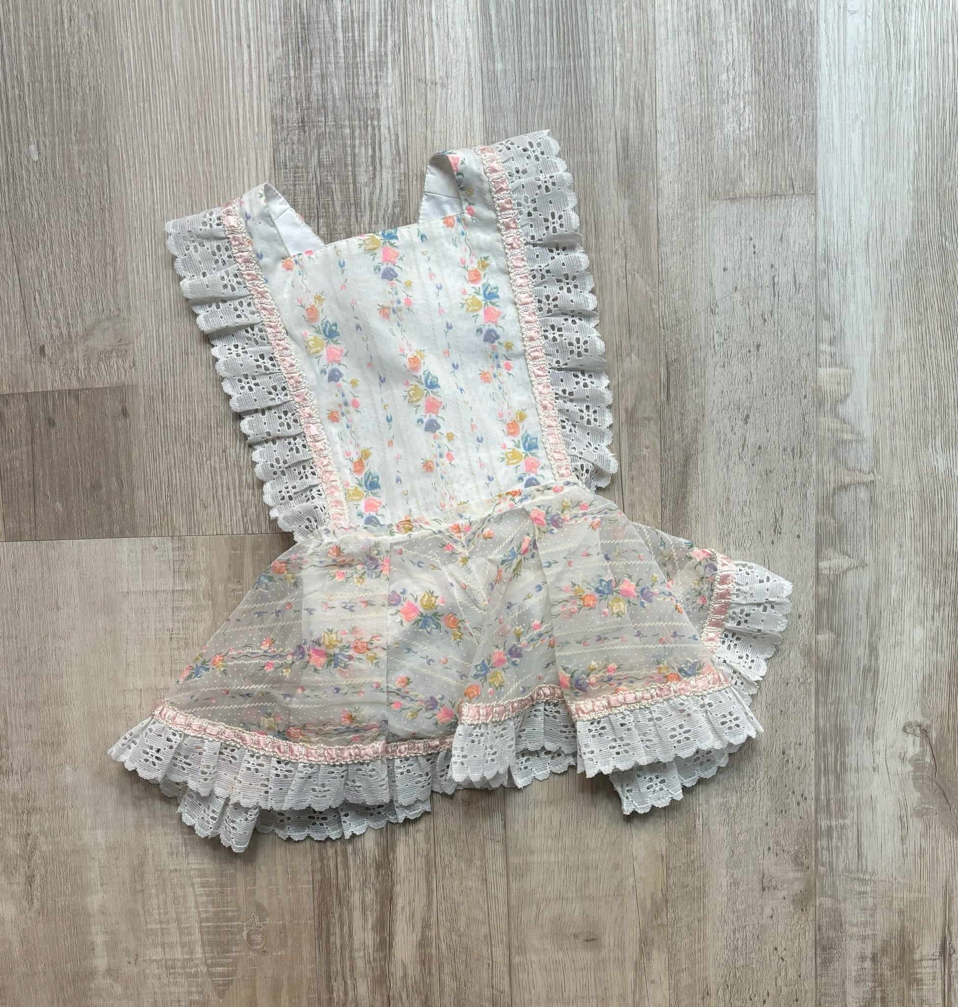 Numi White Floral Flocked Pinafore