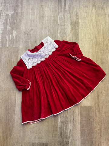 Vintage Red Velour Dress AS IS