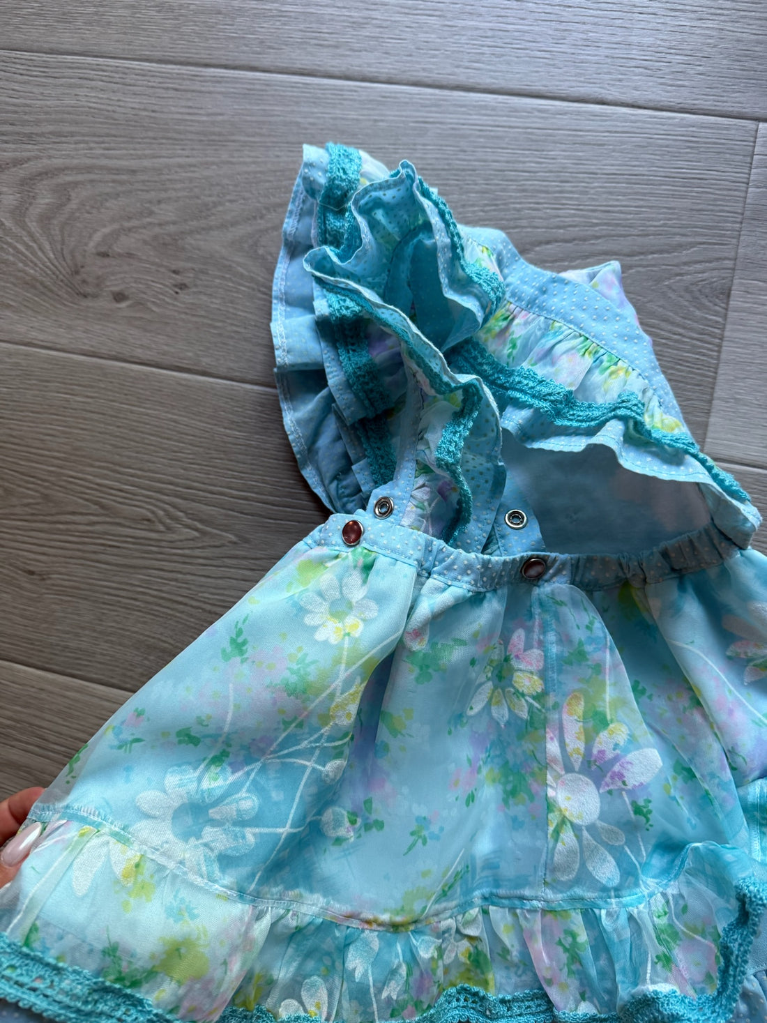 Moonface Handmade Blue Floral Pinafore