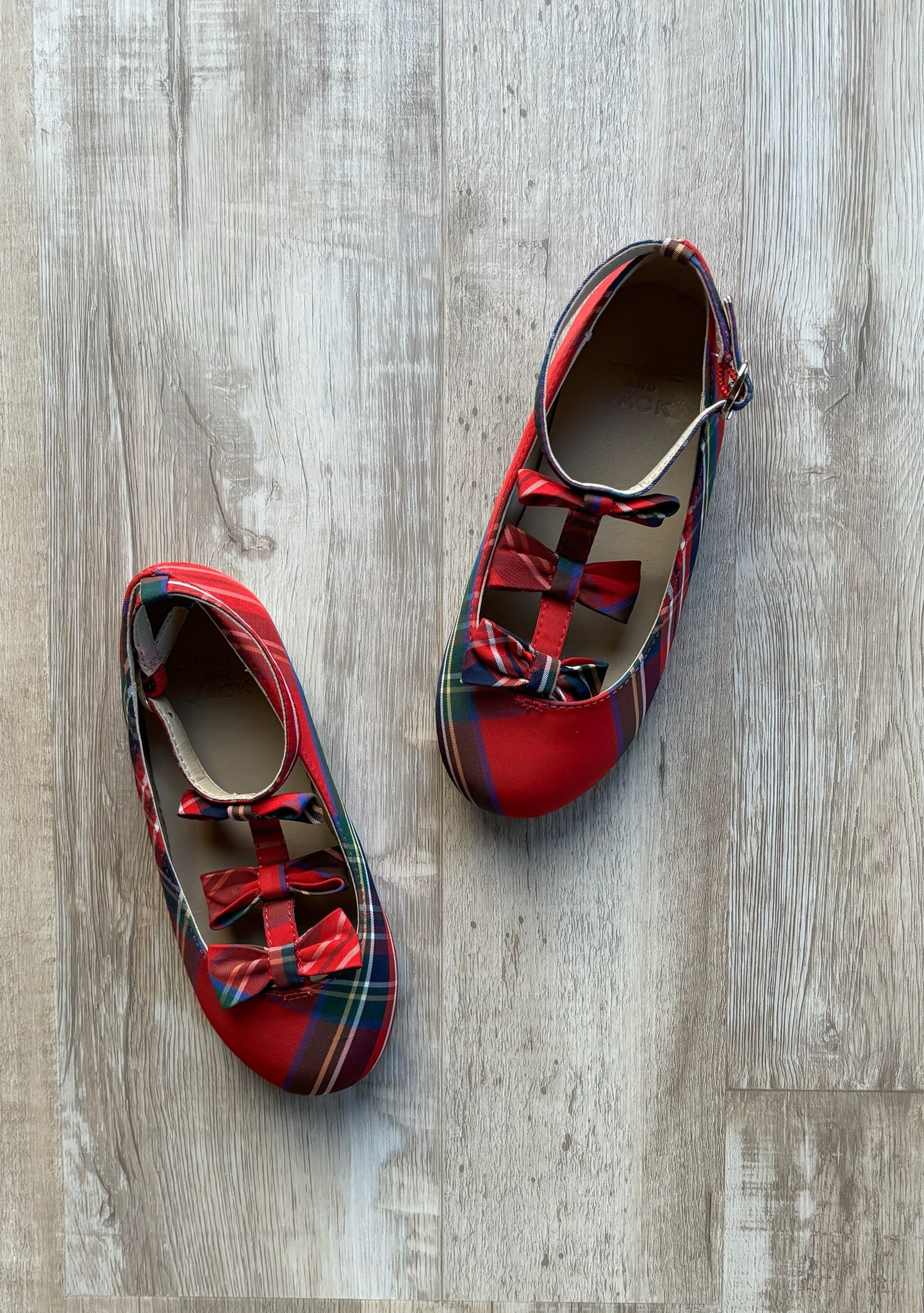 Janie & Jack Christmas Plaid Mary Janes
