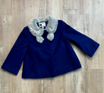 Janie & Jack Blue Grey Fur Jacket