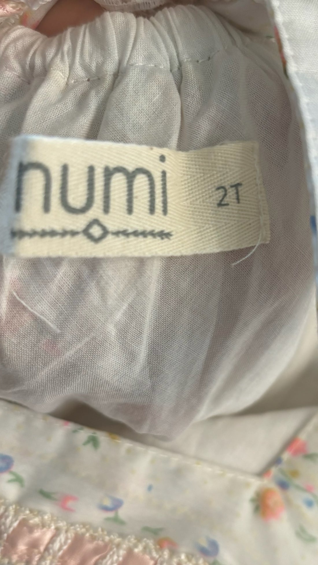 Numi White Floral Flocked Pinafore