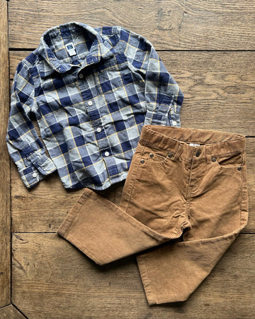 Janie & Jack Navy Plaid Set