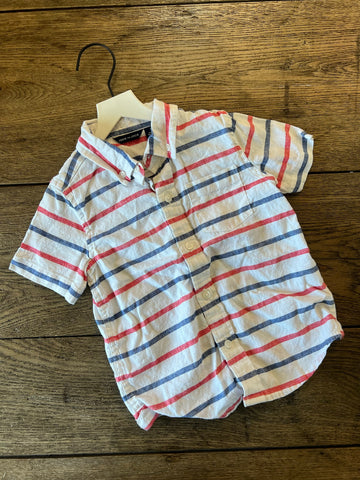 Janie & Jack Red/Blue Stripe Button Down
