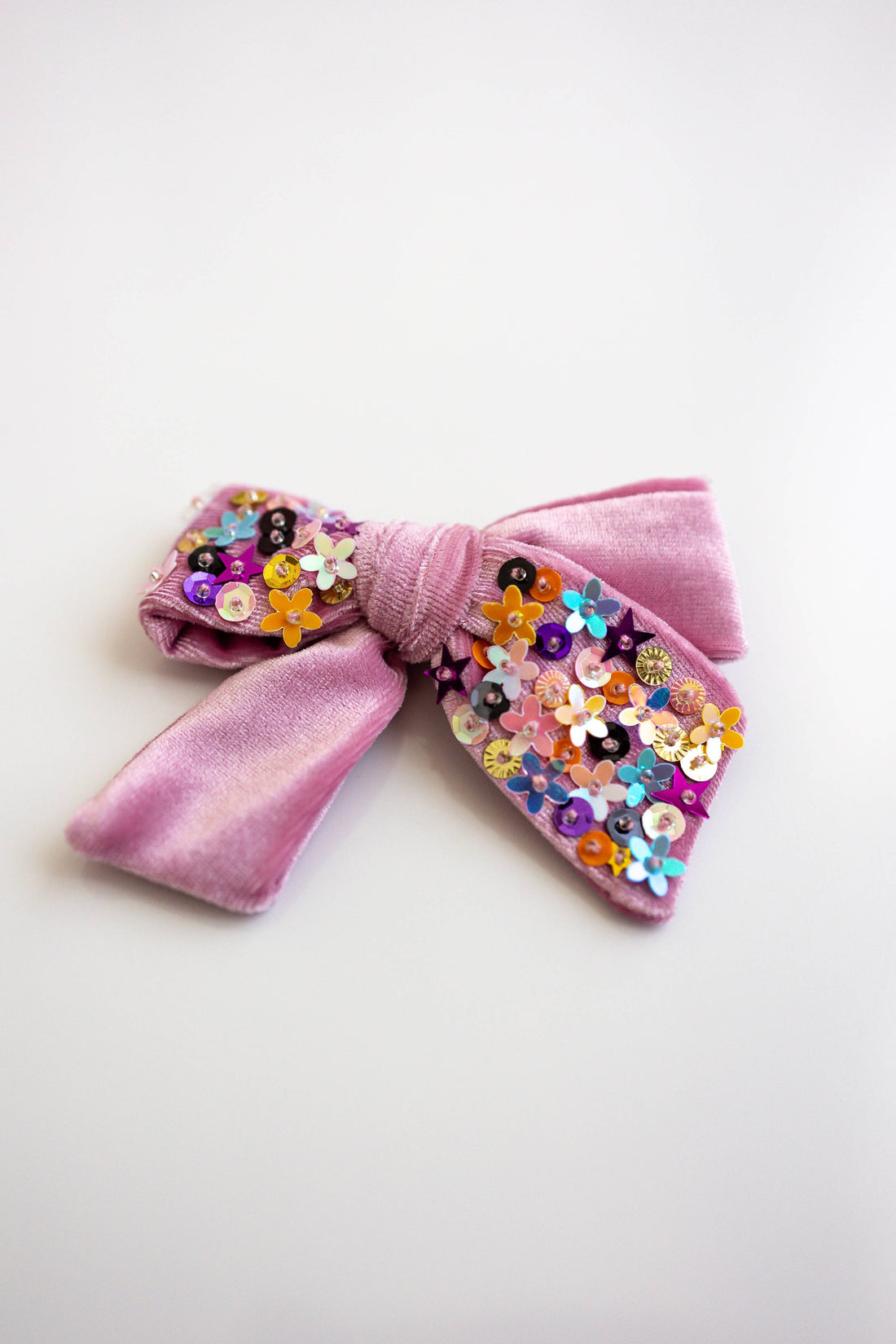 Velvet Sparkle Hair Bow - Pink