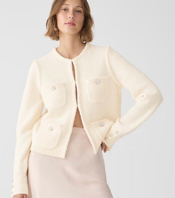 J Crew White Cardigan