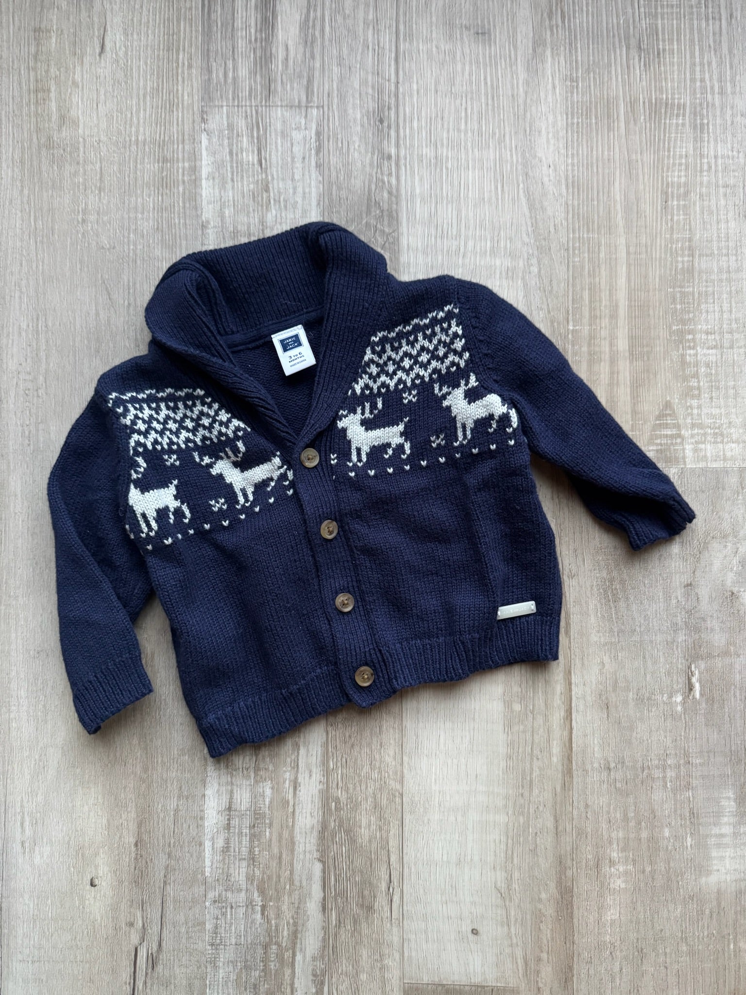 Janie & Jack Navy Deer Cardigan
