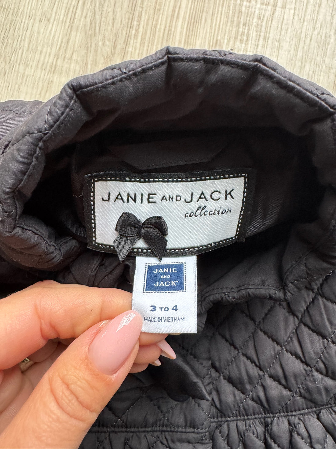 Janie & Jack Black Quilted Coat