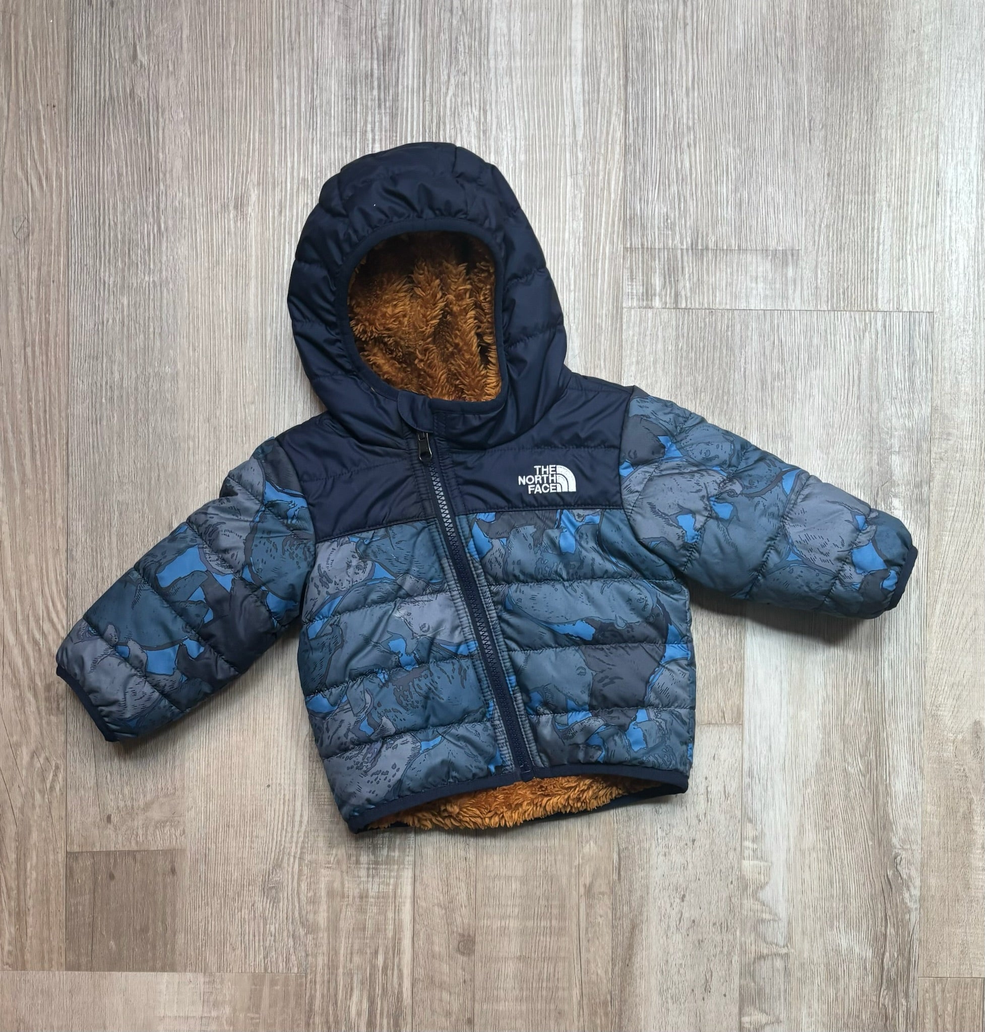 North Face Navy Dino Puffer Coat