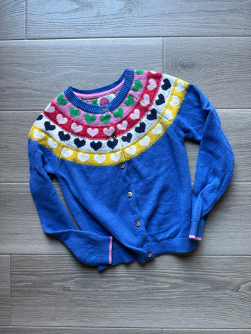 Mini Boden Blue Heart Cardigan
