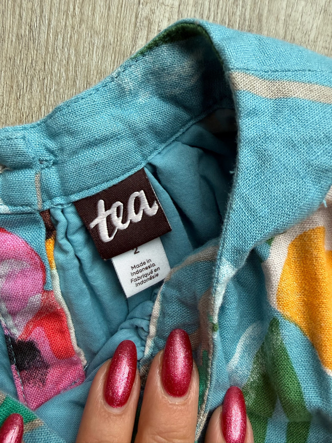 Tea Collection Blue Floral Linen Dress