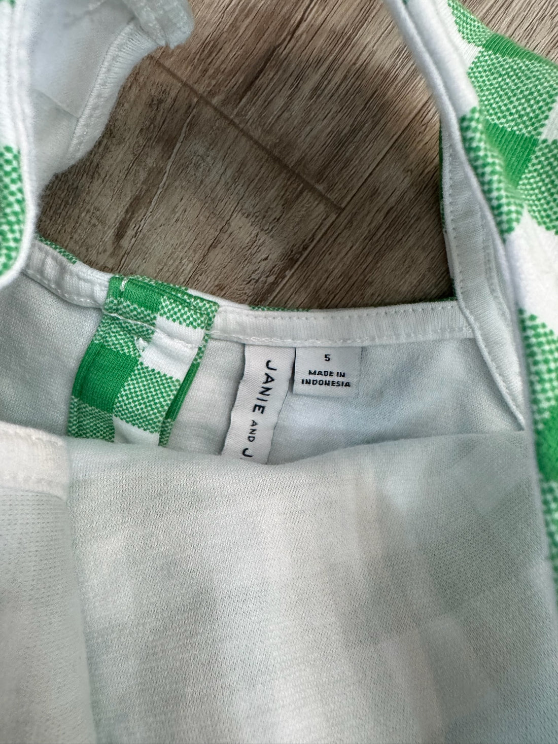 Janie & Jack Green Checkered Top