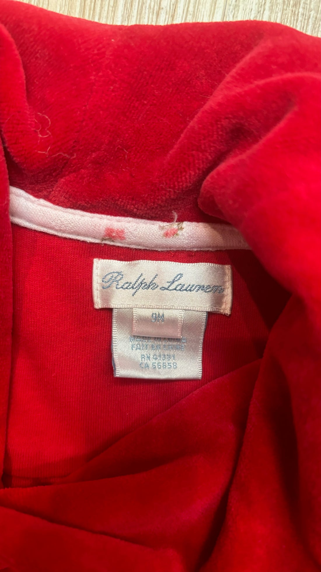 Ralph Lauren Red Velour Sleeper