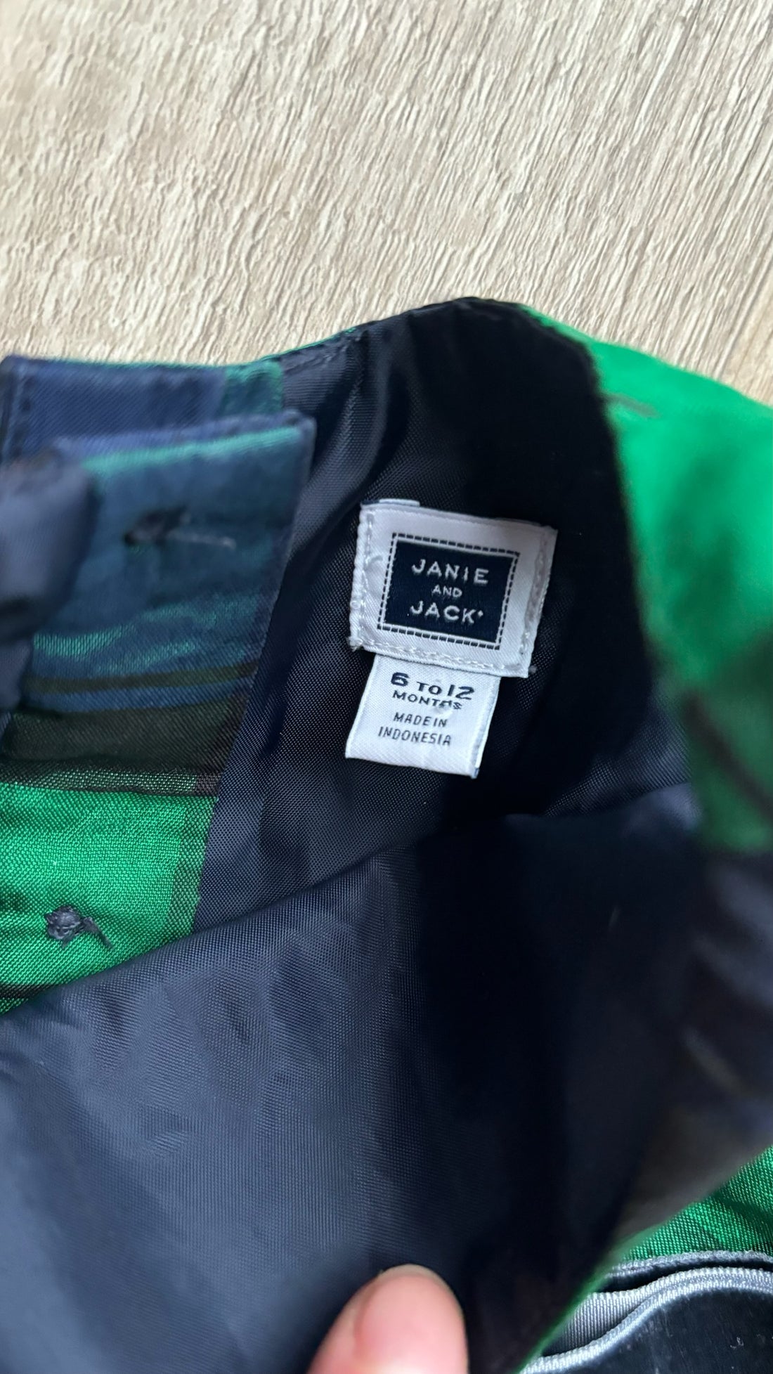 Janie & Jack Green/Navy Silk Plaid Dress