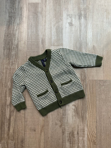 Janie & Jack Green Houndstooth Cardigan