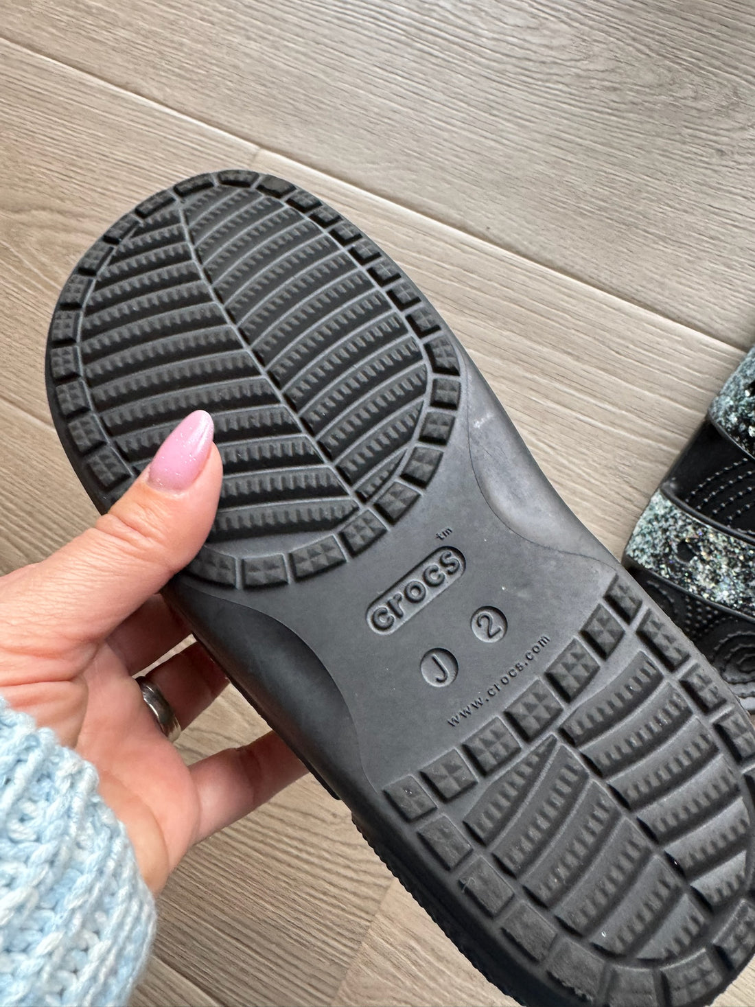 Crocs Black Glitter Sandals
