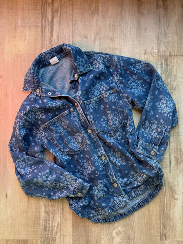 Zara Floral Denim Button Down