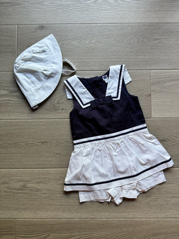 Janie & Jack Navy / White Romper