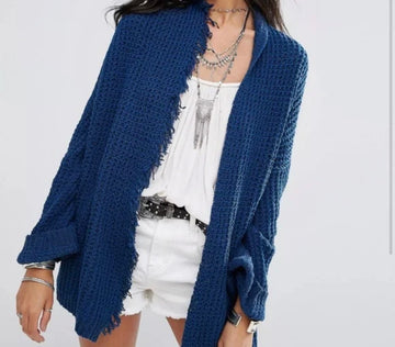 Free People I’ll Be Around Blue Cardigan