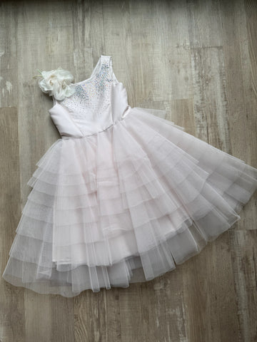 Monnalisa Blush Tulle Dress