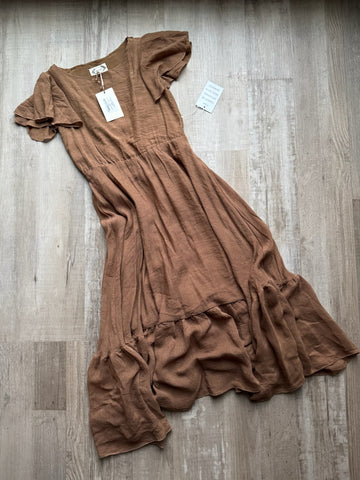Mia Joy Brown Maxi Dress - NEW