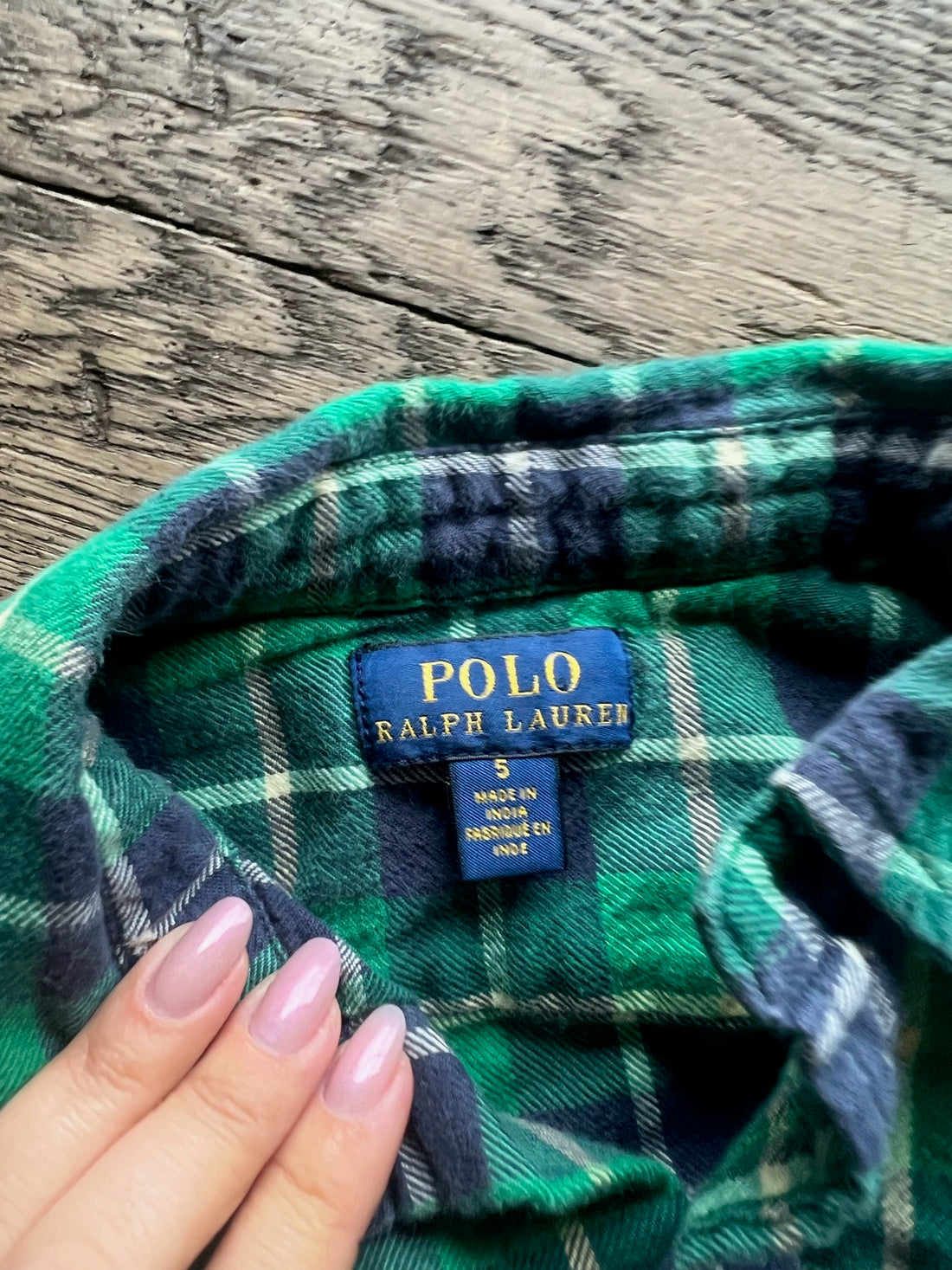 Polo Green Plaid Top
