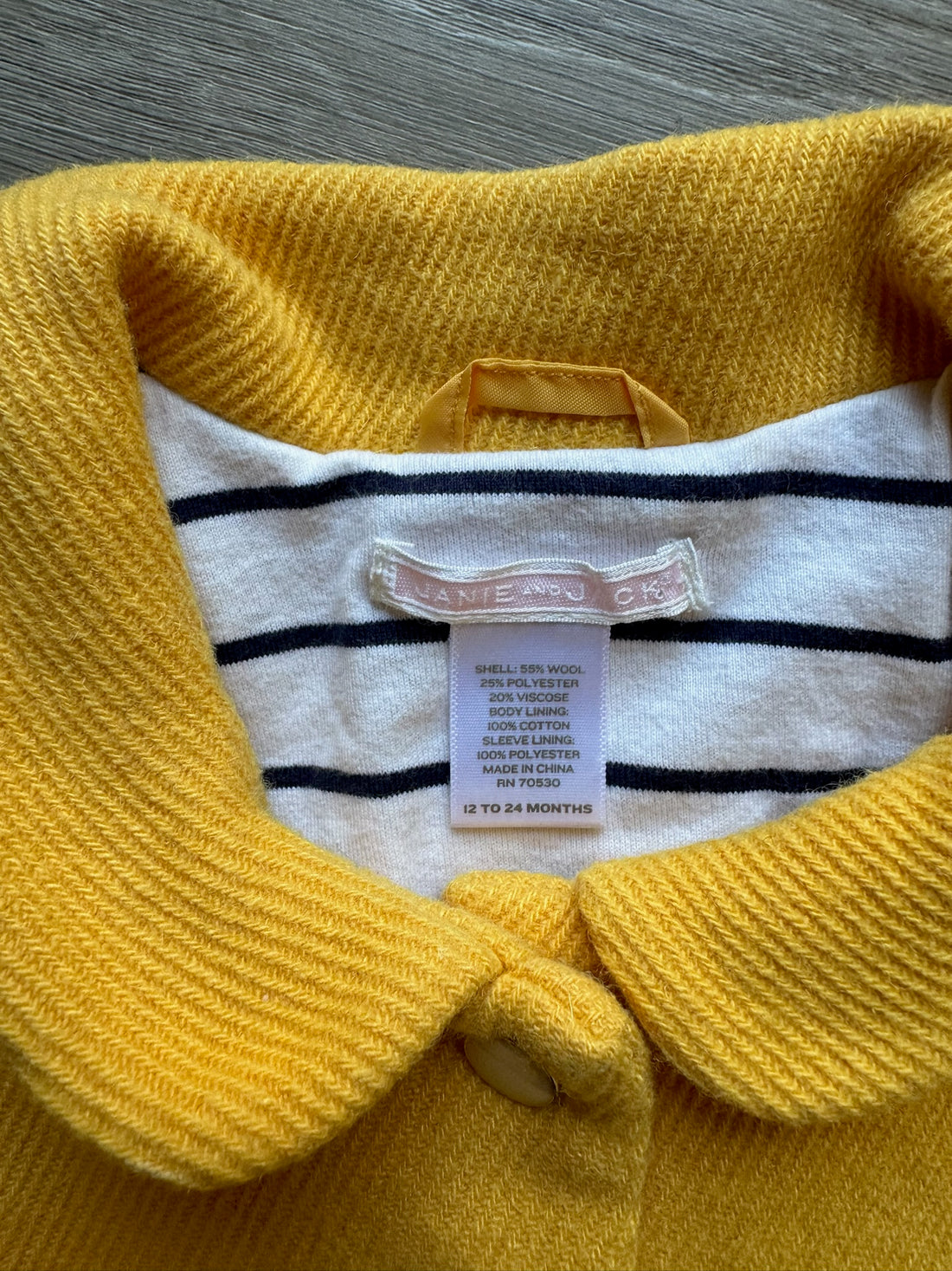 Janie & Jack Mustard Wool Jacket