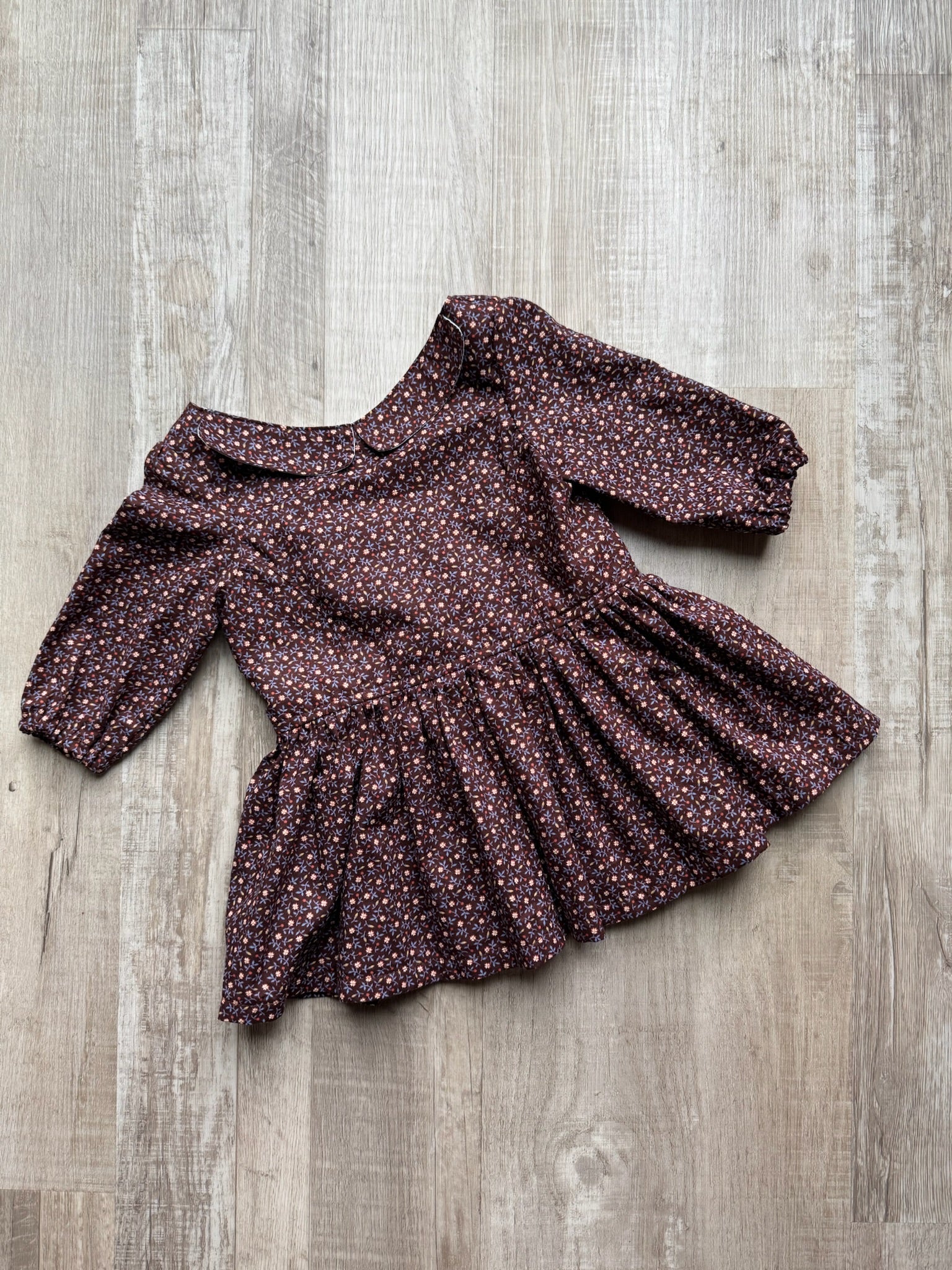 Handmade Brown Floral Peplum Top