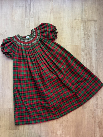 Sweet Angela Vintage Smocked Christmas Dress