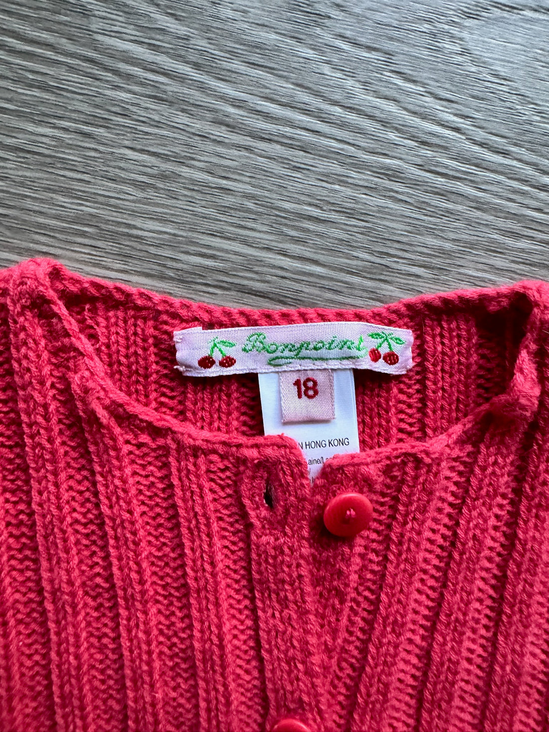 Bonpoint Hot Pink Ribbed Cardigan