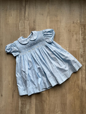 Vintage Blue Smocked Dress