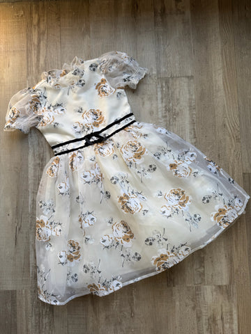 Janie & Jack Cream Tulle Floral Dress
