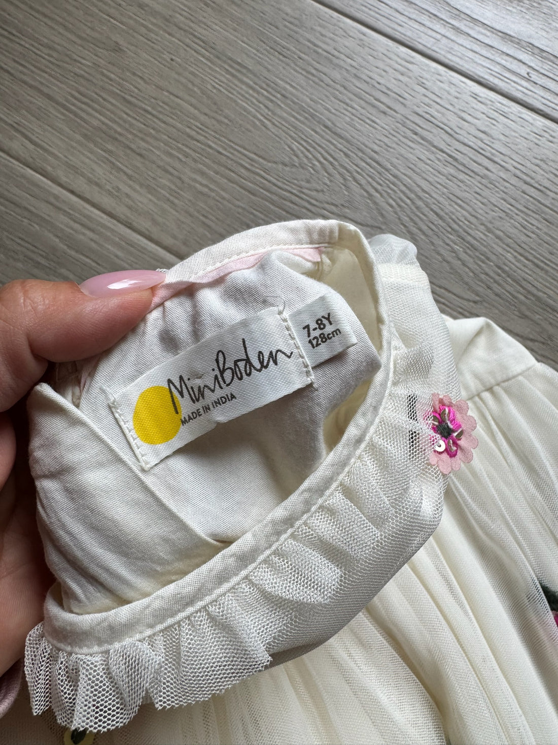 Boden White Floral Tulle Dress