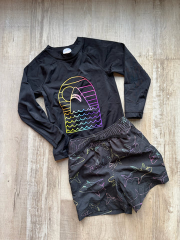 Hanna Andersson Black Shark Swim Set