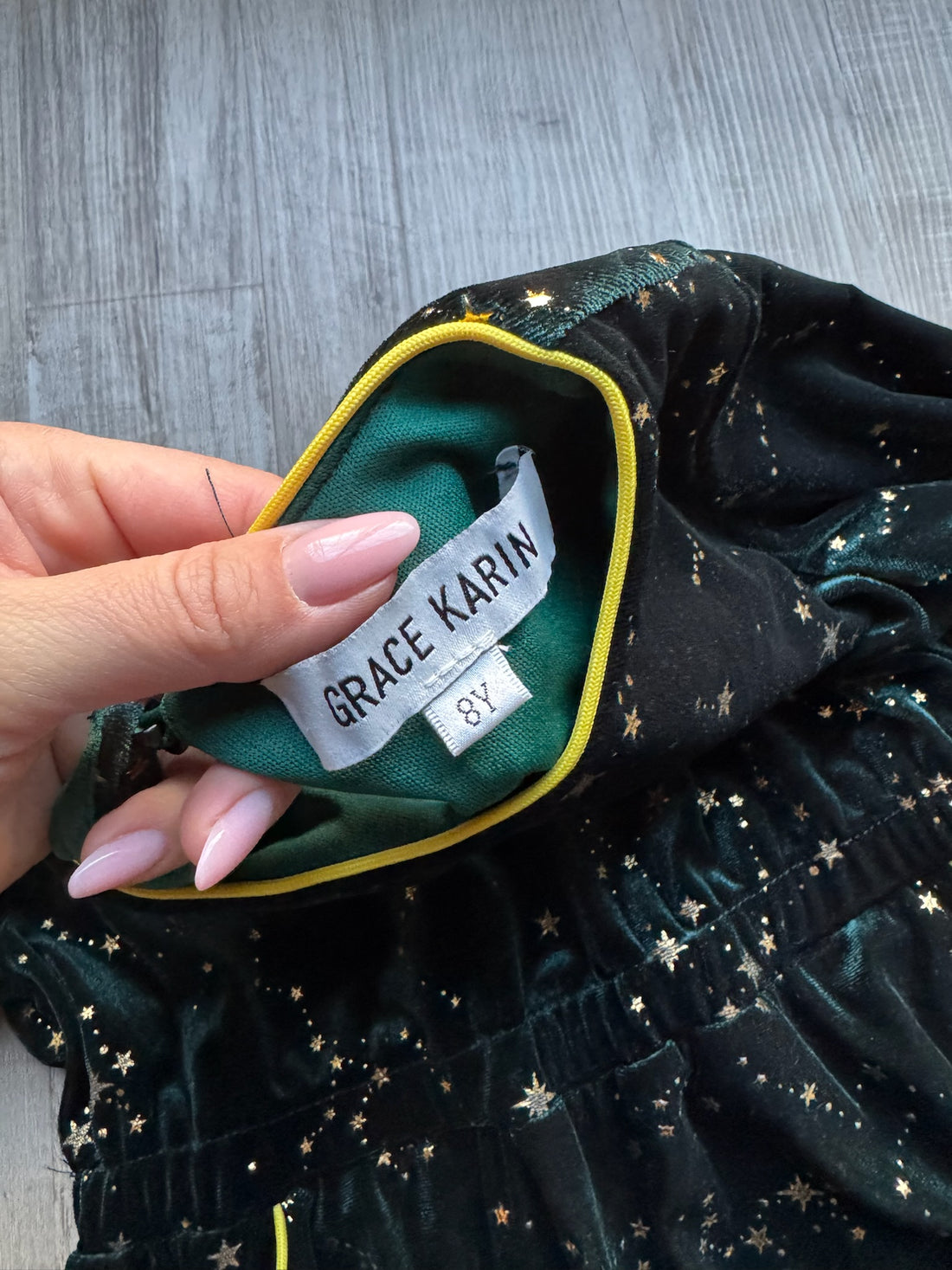 Grace Karin Green Velour Dress