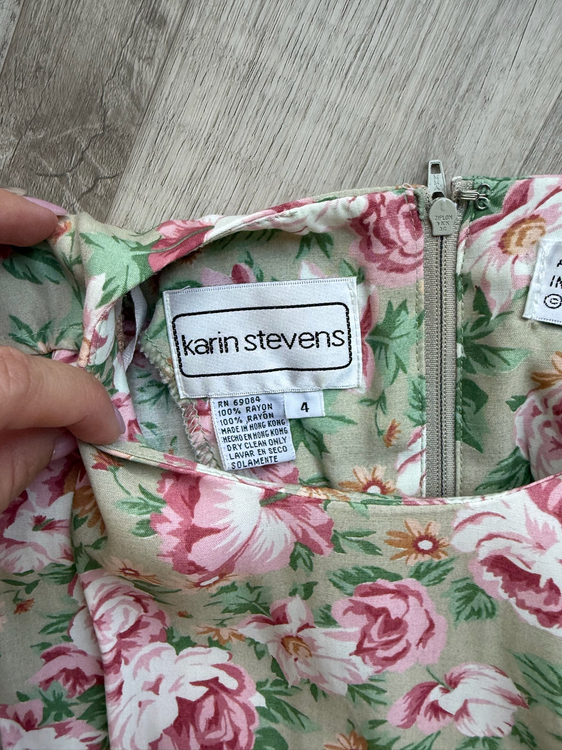 Karin Steven Green/Pink Floral Vintage Dress