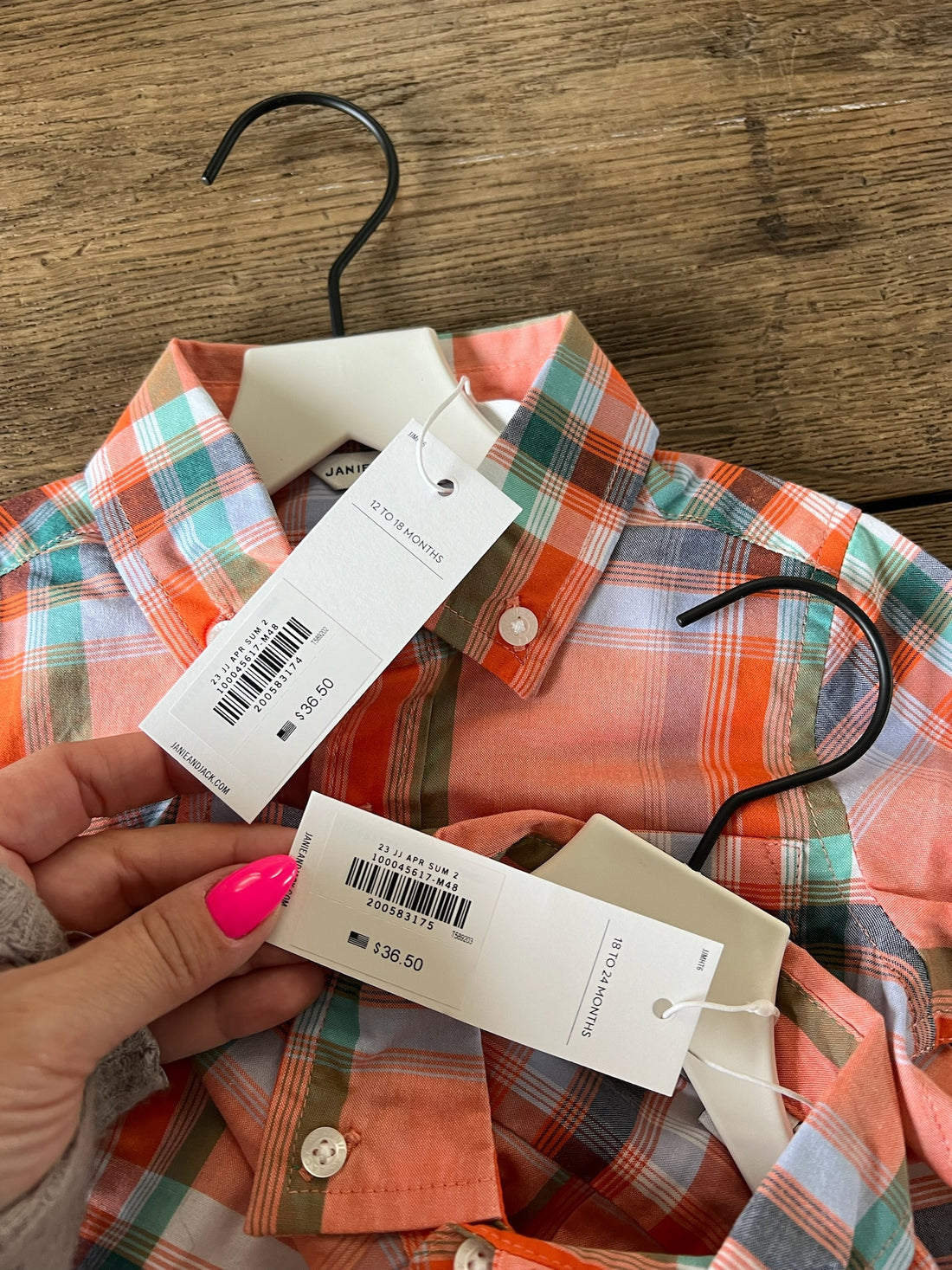 Janie & Jack Orange Plaid Button Down - NEW