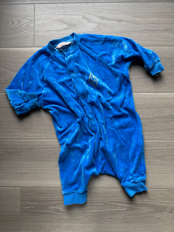 The Animal Observatory Blue Velour Romper