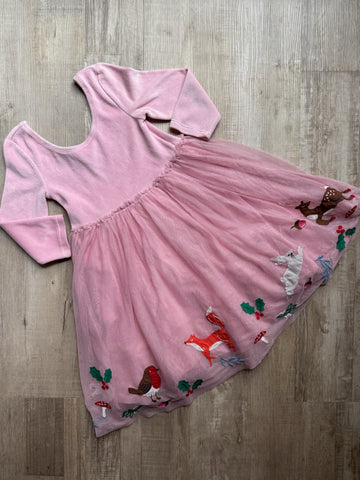 Mini Boden Pink Tudor Forest Animal Dress