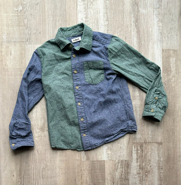 Kidpik Green/Blue Button Down