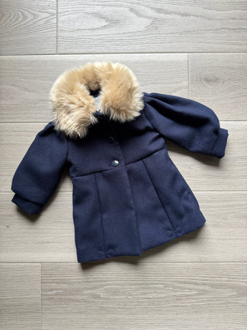 Janie & Jack Blue Fur Collar Coat