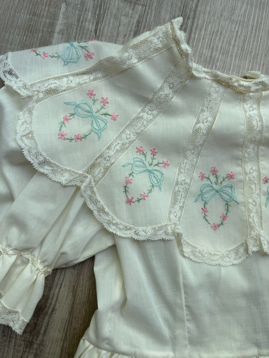 Vintage Cream Embroidered Dress