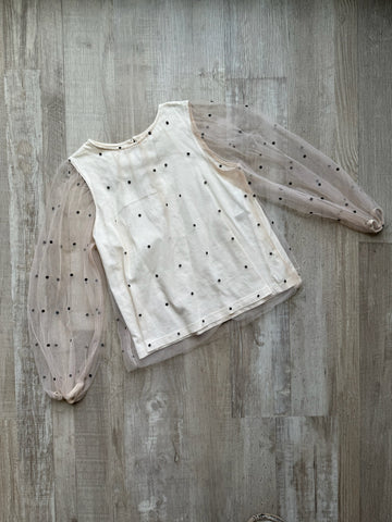 Zara Cream Black Dot Top
