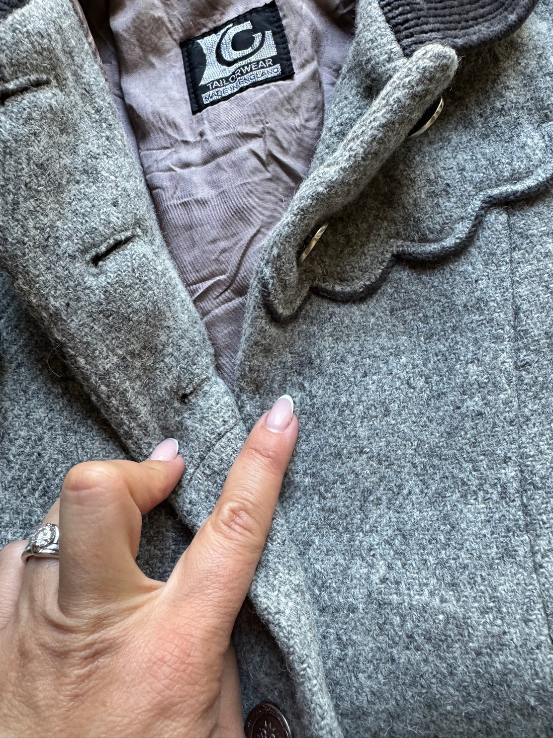 Vintage Grey Wool Coat & Bonnet
