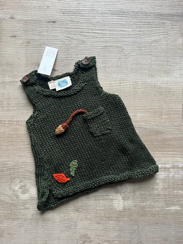 Hand knit green vest