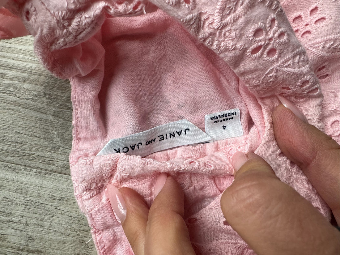 Janie & Jack Pink Eyelet Romper