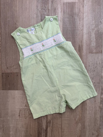 Petit Pomme Green Smocked Romper