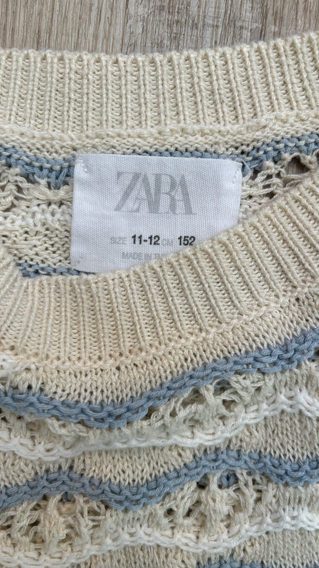Zara Cream/Blue Knit Sweater