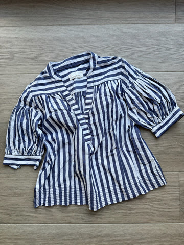 Anthropologie Blue Stripped Top