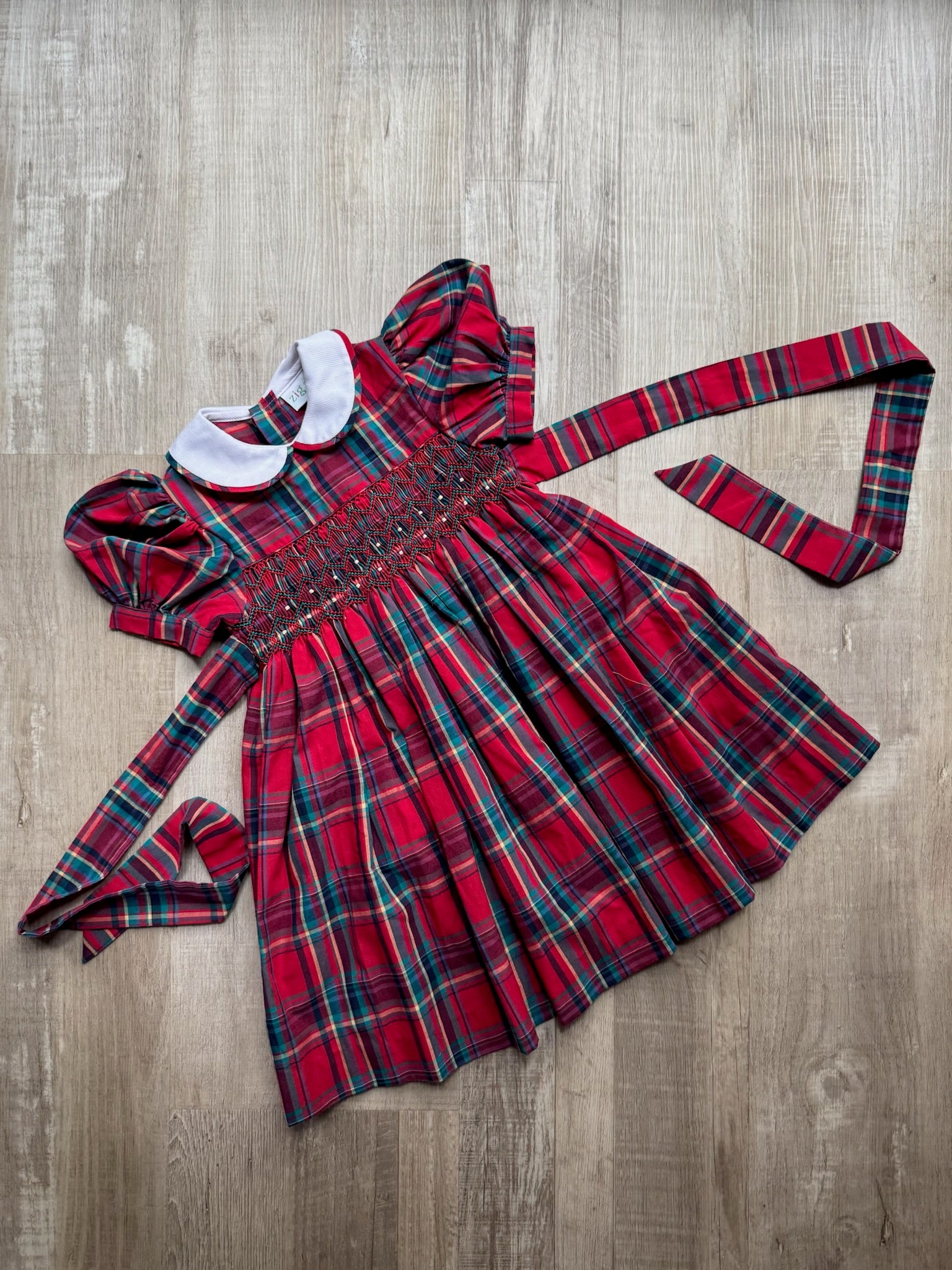 Vintage Smocked Plaid Dress